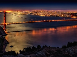 Most, Golden Gate, San Francisco, Noc